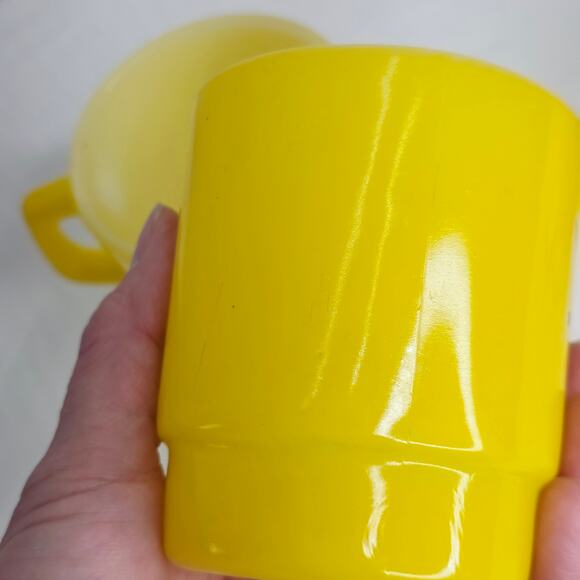 Vintage Fire King Anchor Hocking North West Compass Yellow Black Coffee Mug 3 PC - Picture 9 of 11